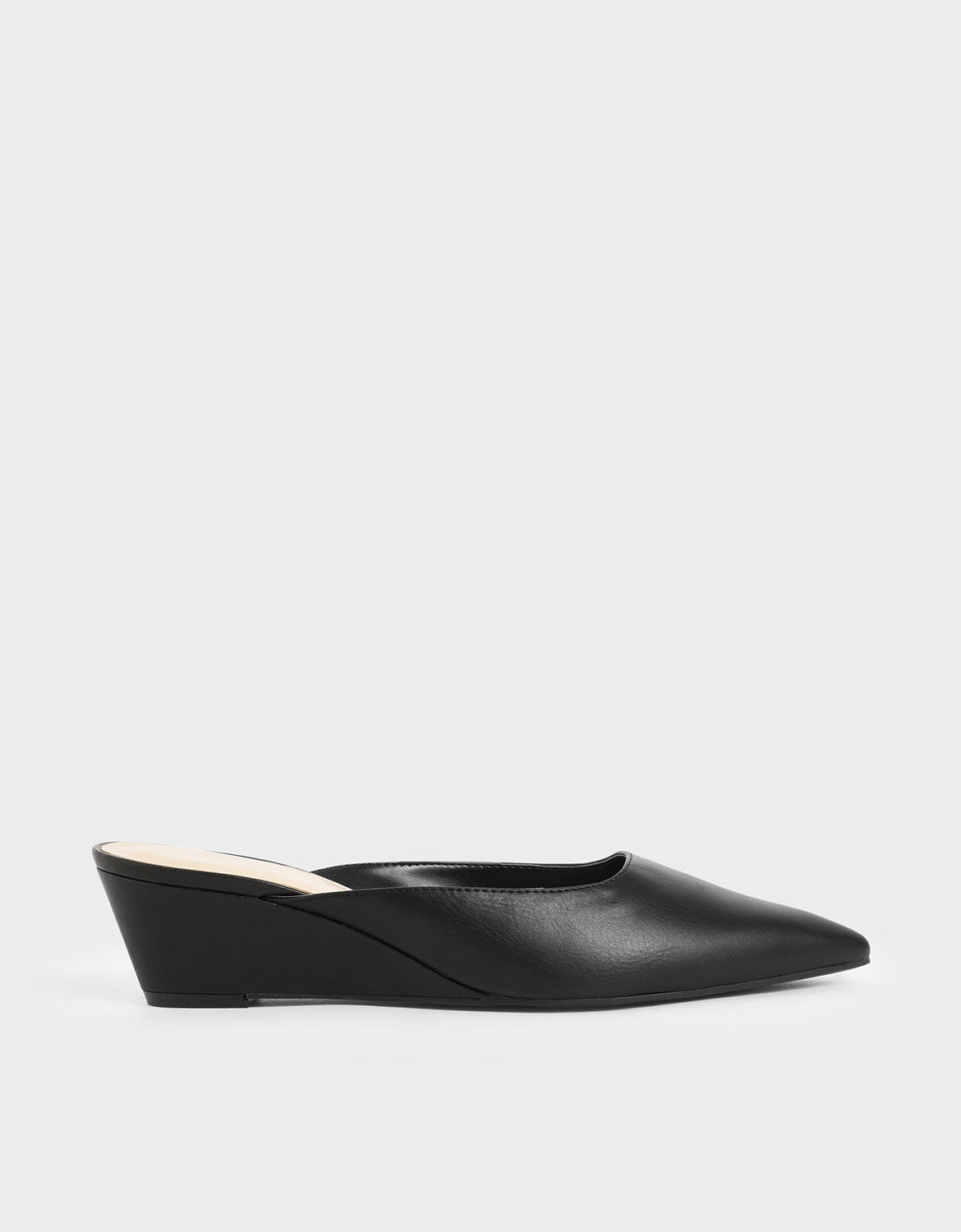 black wedge slip on shoes