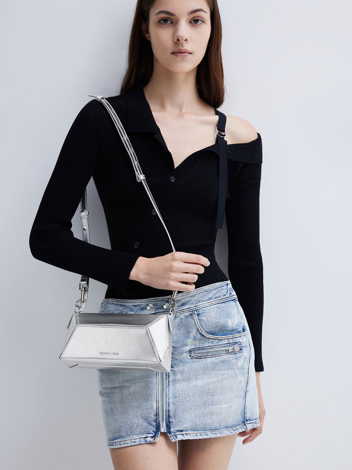 Silver 2025 geometric bag