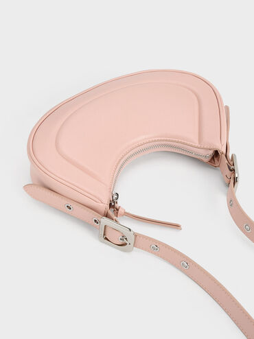 Petra Curved Shoulder Bag, Pink, hi-res