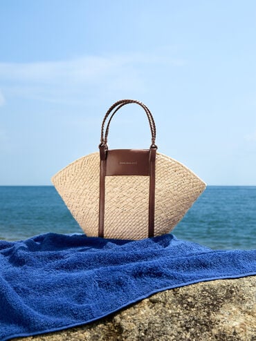 Sac panier en raphia Shalia, Raphia naturel, hi-res
