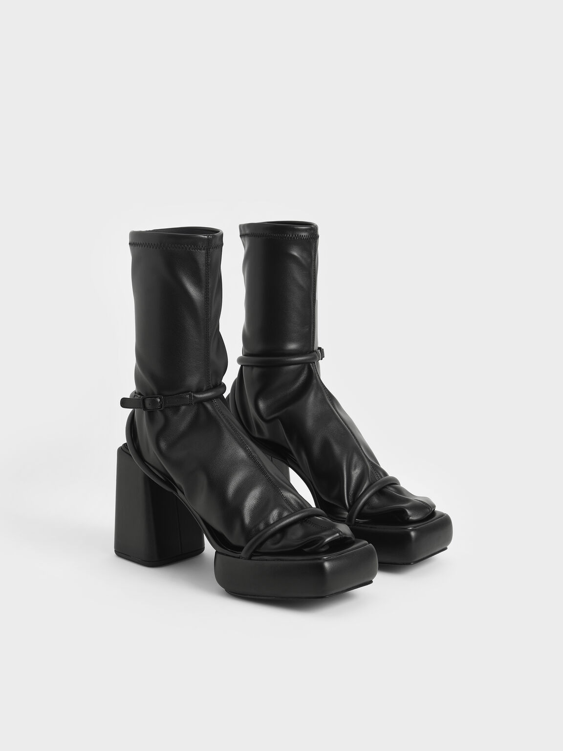 Lucile Platform Calf Boots, Black, hi-res