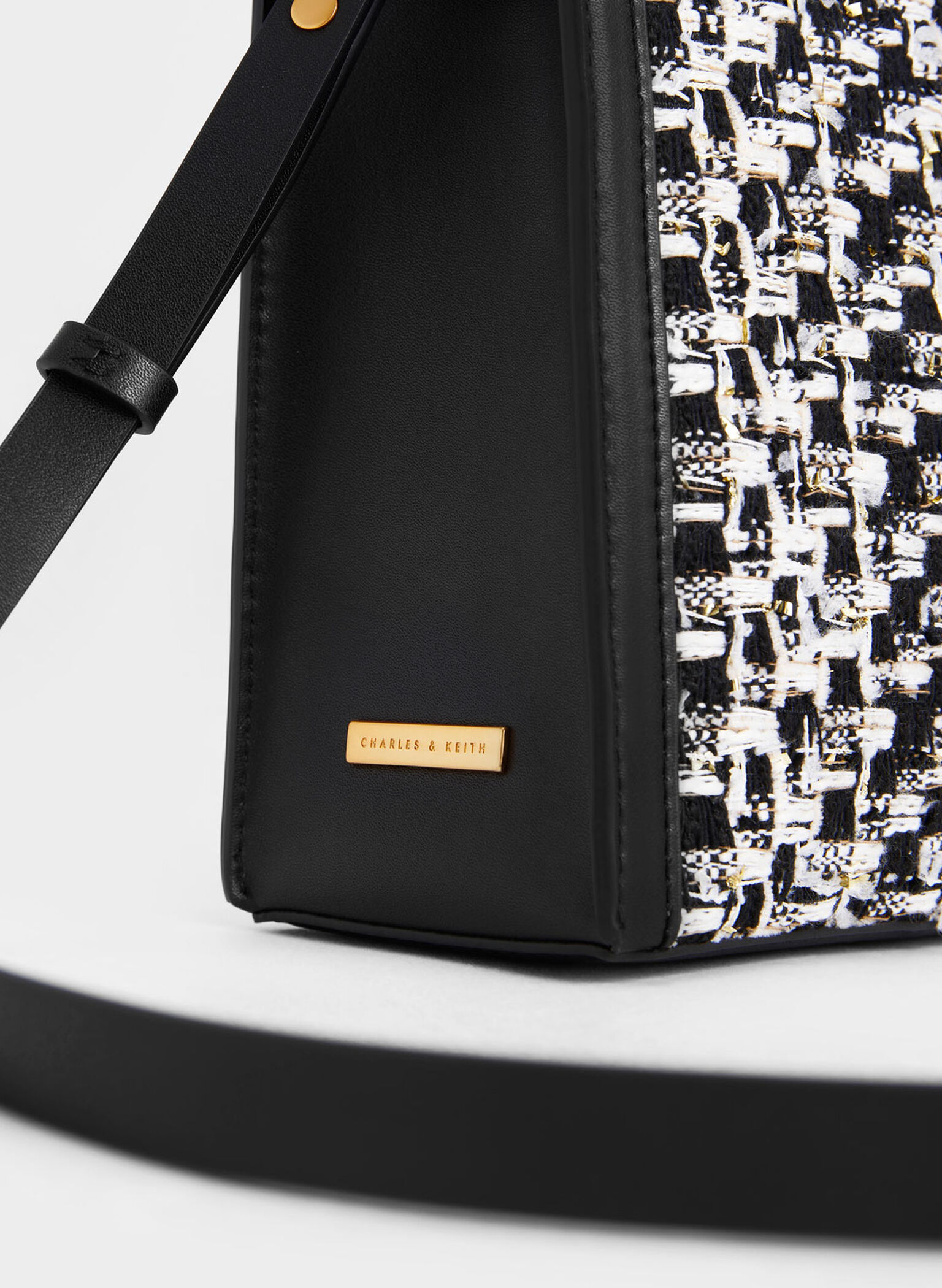 Tweed Double Handle Tote Bag, Black, hi-res