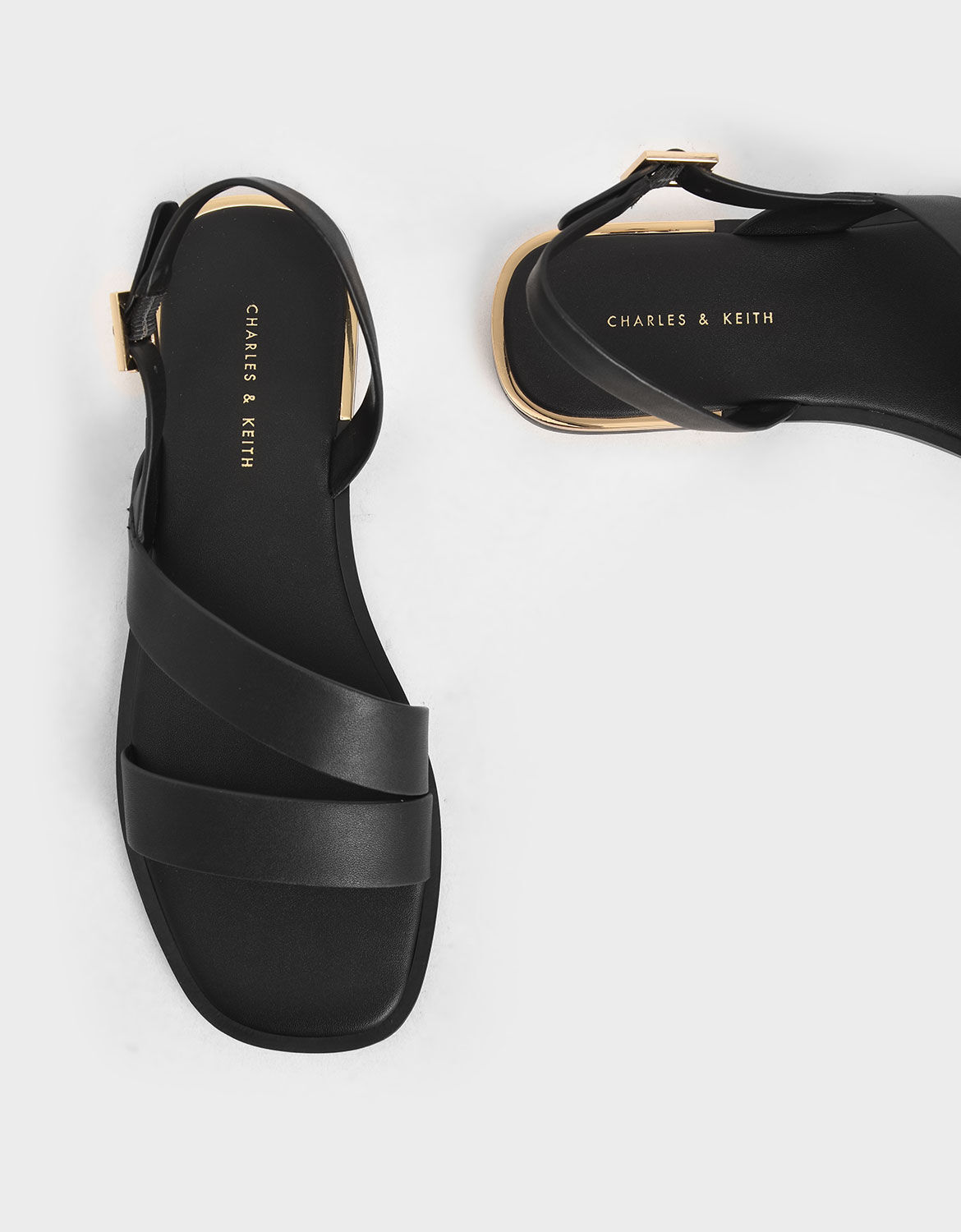 Open toe slingback flats