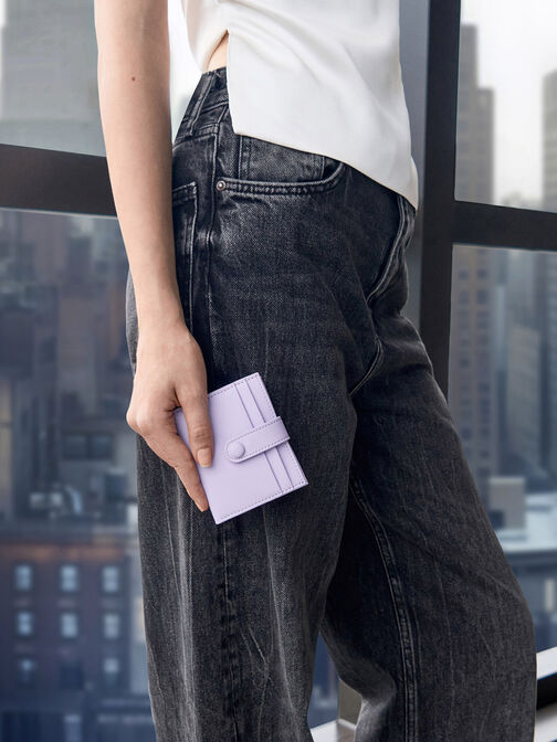 Bliss Snap Button Card Holder, Lilac, hi-res