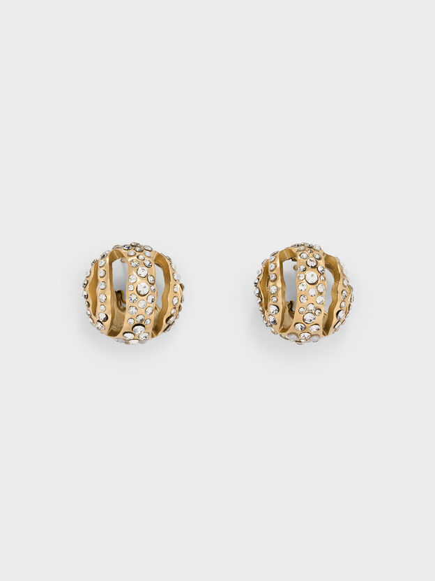 Aine Crystal Sculptural Hoop Earrings, Gold, hi-res