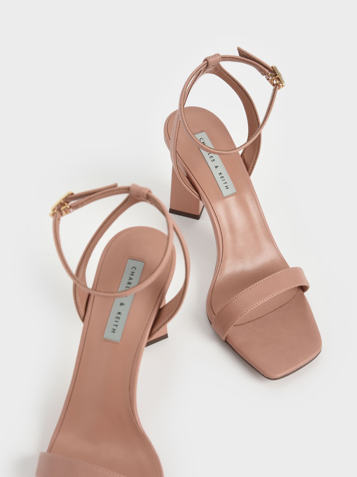 Ankle Strap Geometric Heeled Sandals, Pink, hi-res