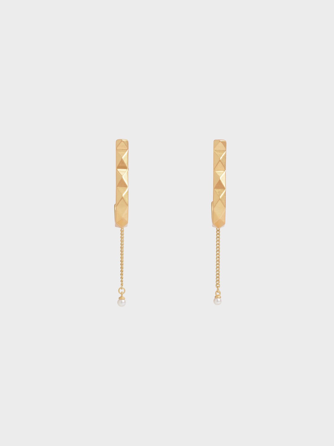 Geometric Pearl Drop Earrings, Brush Gold, hi-res
