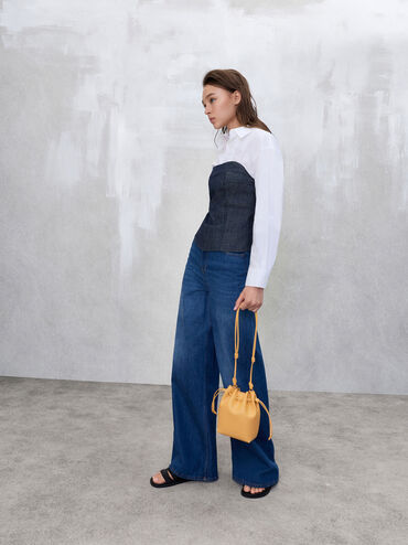 Hanya Drawstring Bucket Bag, Butterscotch Yellow, hi-res