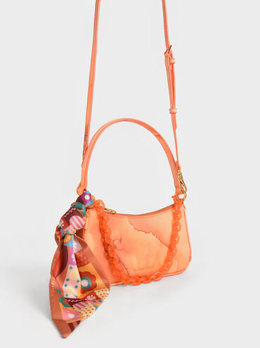 Alcott Scarf Chain-Link Shoulder Bag, Pumpkin, hi-res