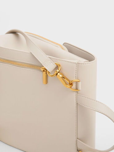 Front Flap Structured Backpack, Ivory, hi-res