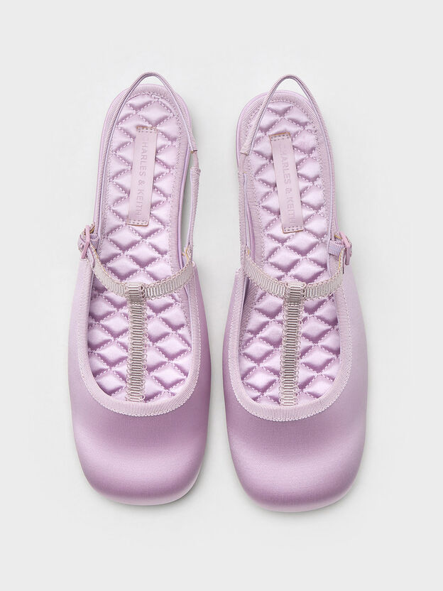 T-Bar Mary Jane Slingback Flats, Lilac, hi-res