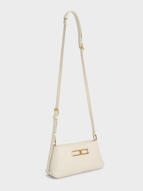 Gabine Leather Trapeze Shoulder Bag, Chalk, hi-res