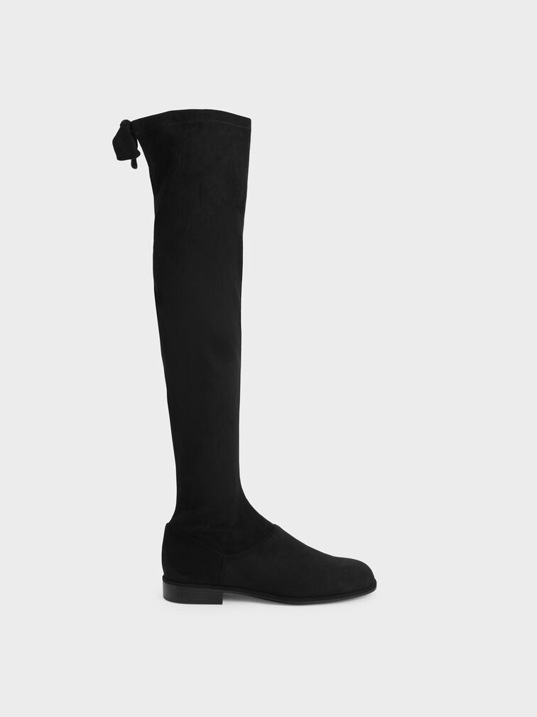 Textured Thigh-High Boots, Black, hi-res