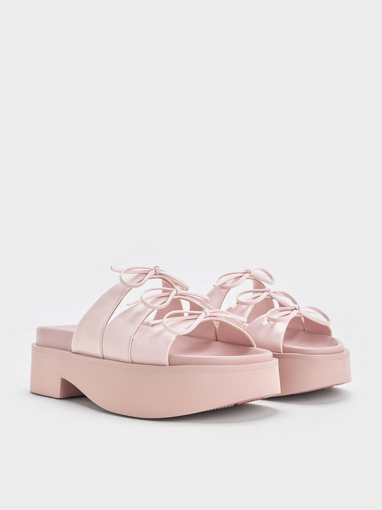 Dorri Triple-Bow Platform Sandals, Pink, hi-res