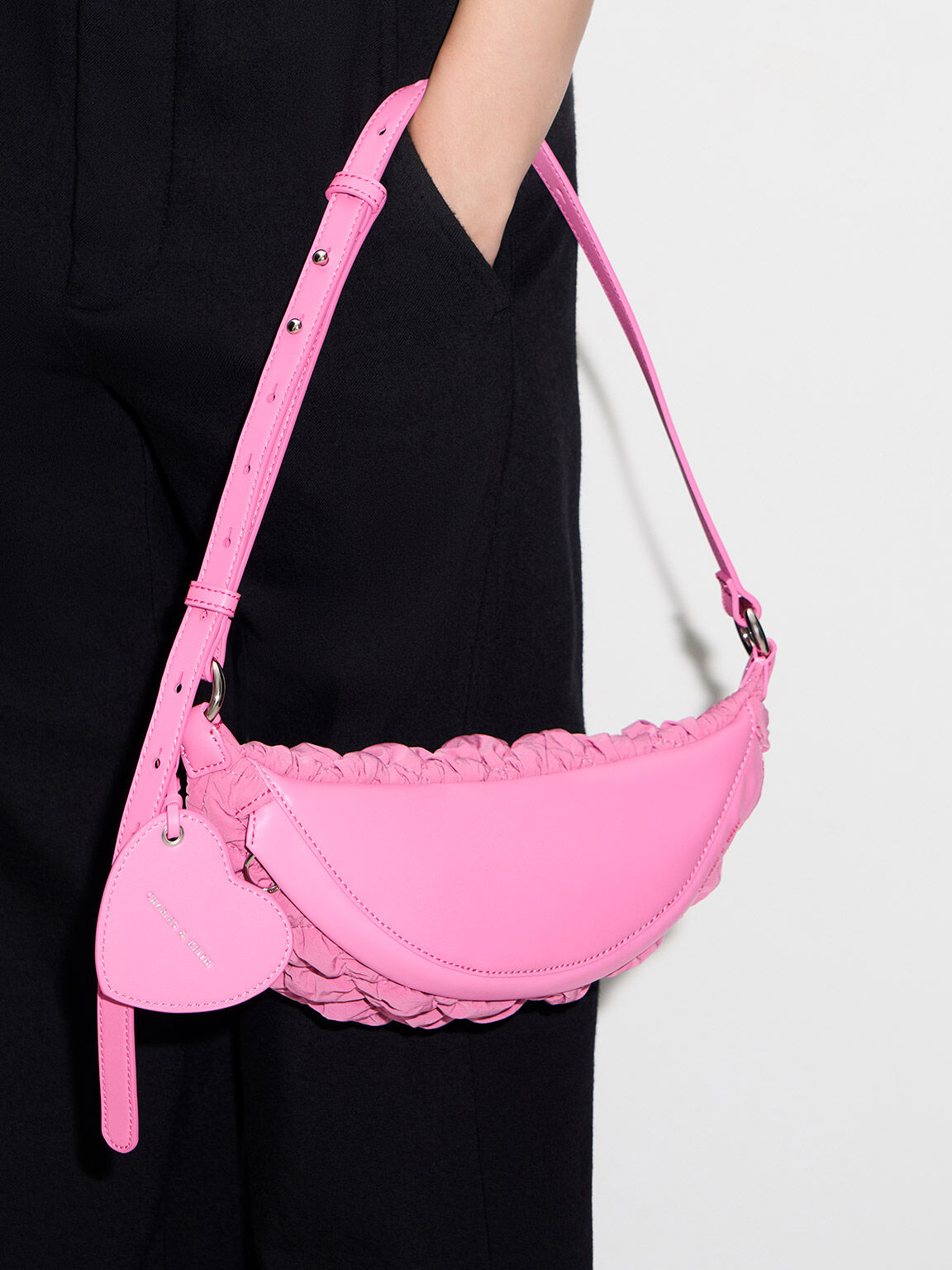 Pink Ruched Nylon Bum Bag CHARLES & KEITH OM