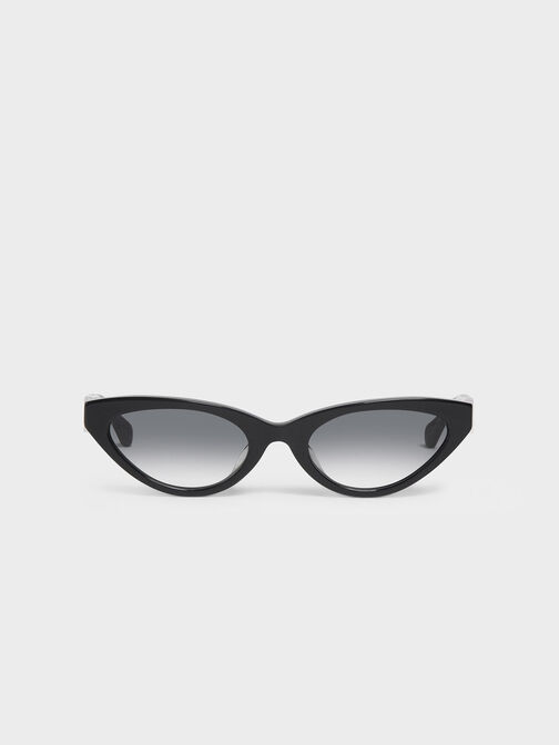 Acetate Oval Frame Sunglasses, Black, hi-res