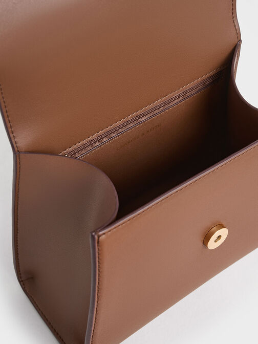 Violetta 金屬釦手提包, 巧克力, hi-res