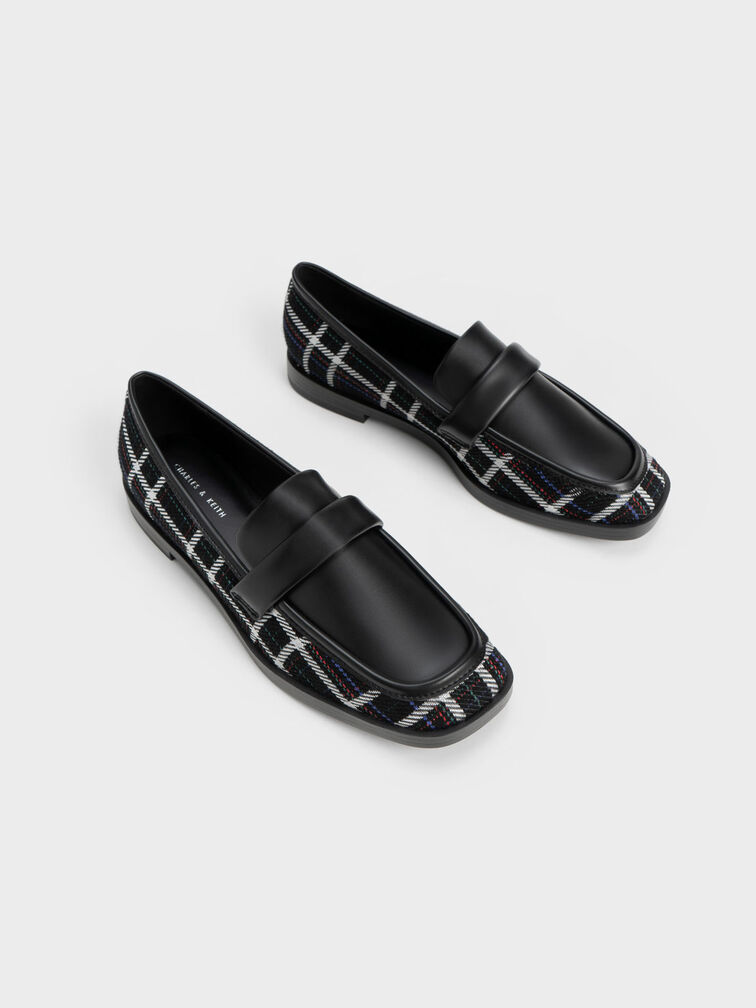 Woven Square-Toe Penny Loafers, Multi, hi-res