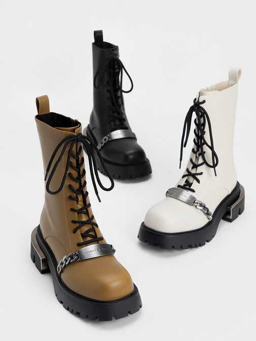 Selma Metallic Accent Lace-Up Boots, Chalk, hi-res