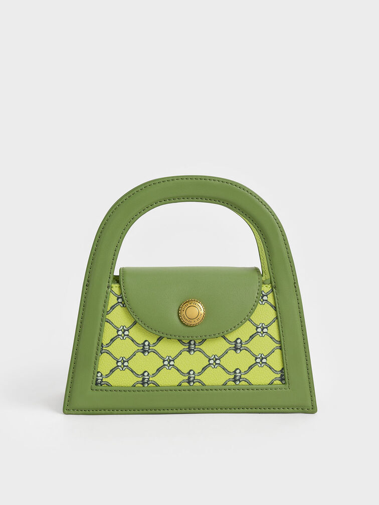 Este Printed Trapeze Bag, Lime, hi-res