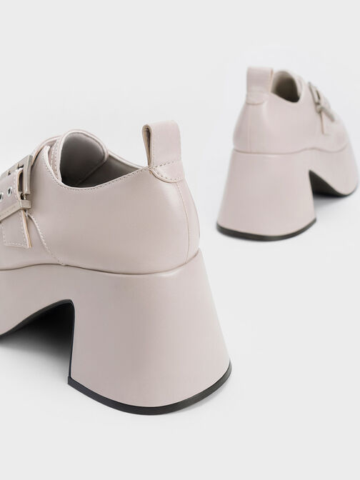 Rubina Buckled Chunky Loafers, Light Grey, hi-res