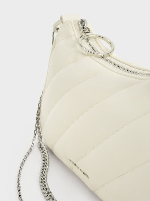 Philomena Puffy Chain-Strap Crossbody Bag, Cream, hi-res