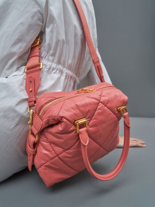 Paffuto Quilted Tote Bag, Coral, hi-res