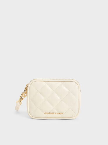 Apfra Quilted Wristlet Pouch, Cream, hi-res
