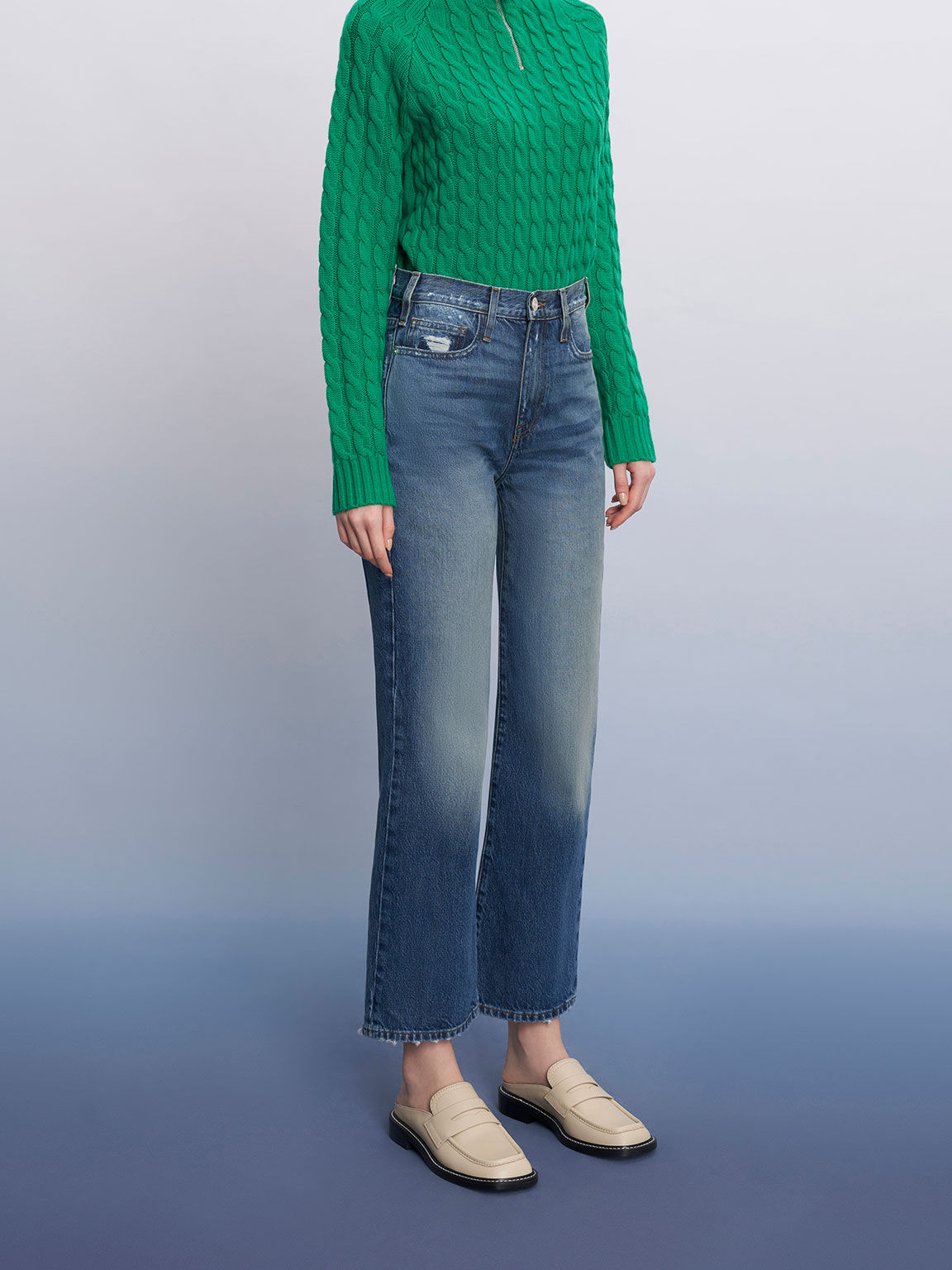 Stitch-Trim Penny Mules, Sand, hi-res