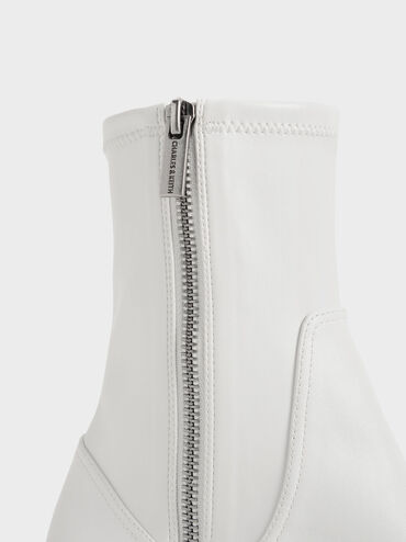 Side-Zip Ankle Boots, White, hi-res