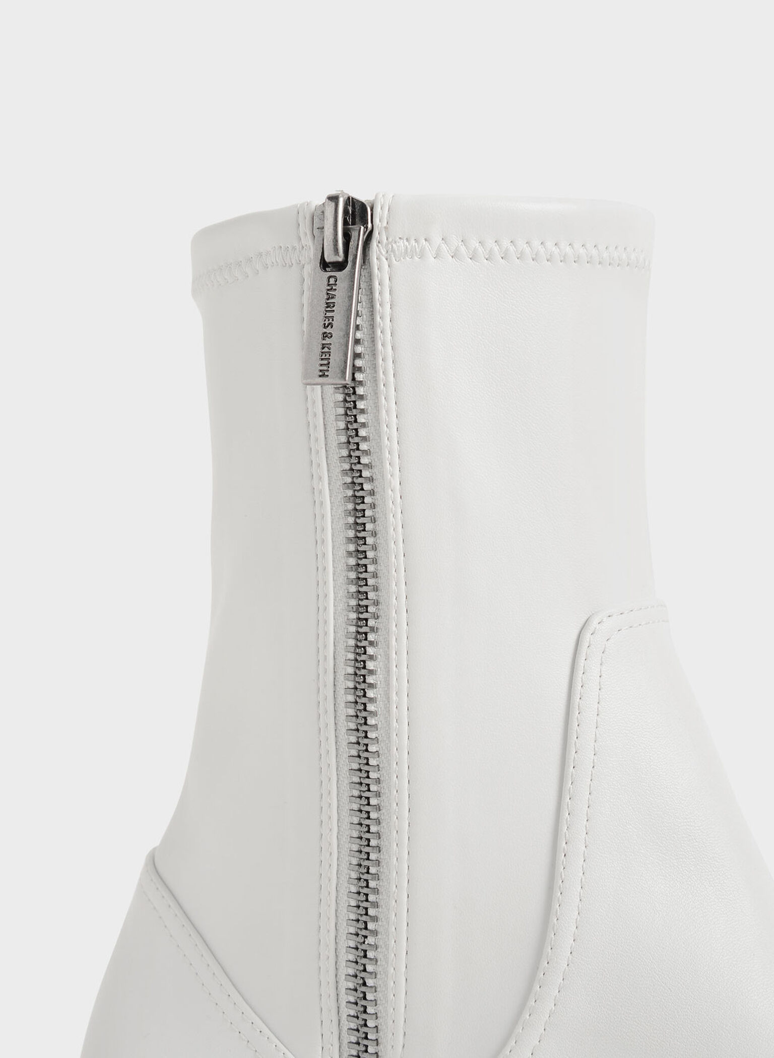 White Side-Zip Ankle Boots - CHARLES & KEITH US