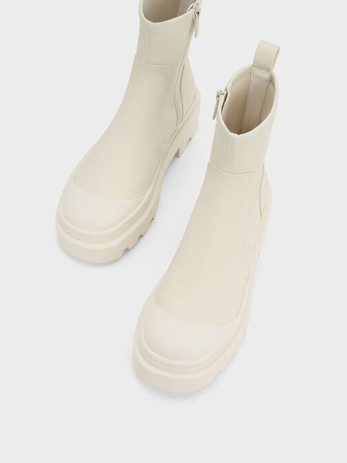 Indra Chunky Ridged-Sole Ankle Boots, Chalk, hi-res
