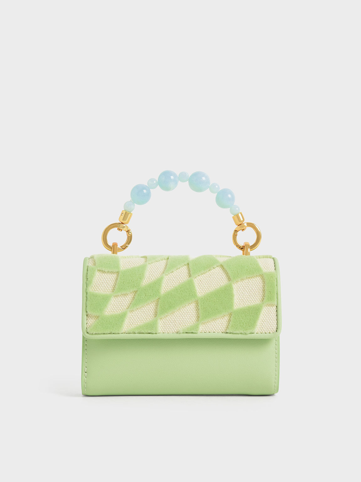 Rowan Bead-Handle Canvas Cut-Out Wallet, Mint Green, hi-res