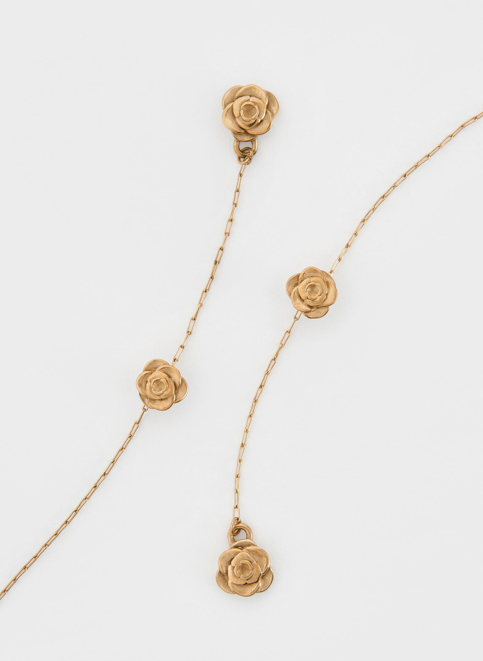 Rosalind Flower-Motif Asymmetric Drop Earrings, Brush Gold, hi-res