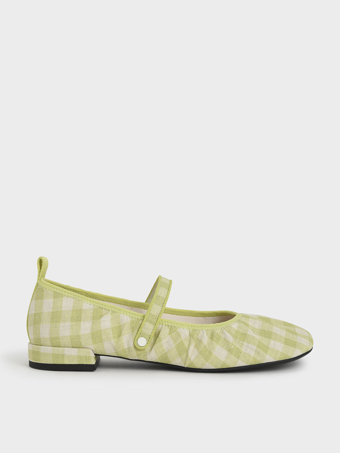 Woven Gingham Mary Janes, Green, hi-res
