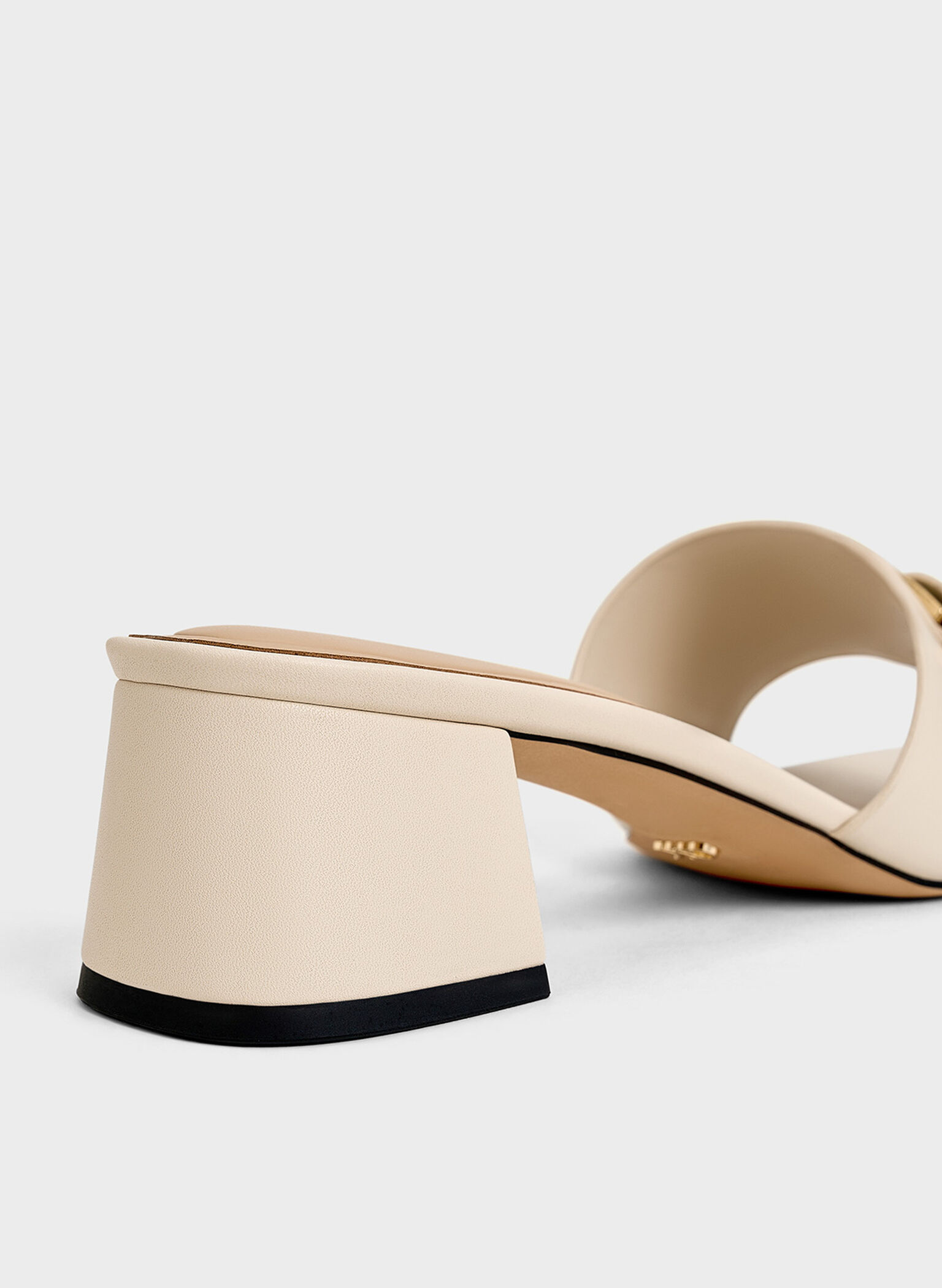 Leather Buckled Block-Heel Mules, Chalk, hi-res