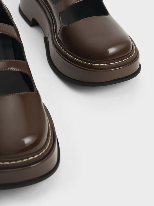Frankie Patent Platform Mary Janes​, Dark Brown, hi-res