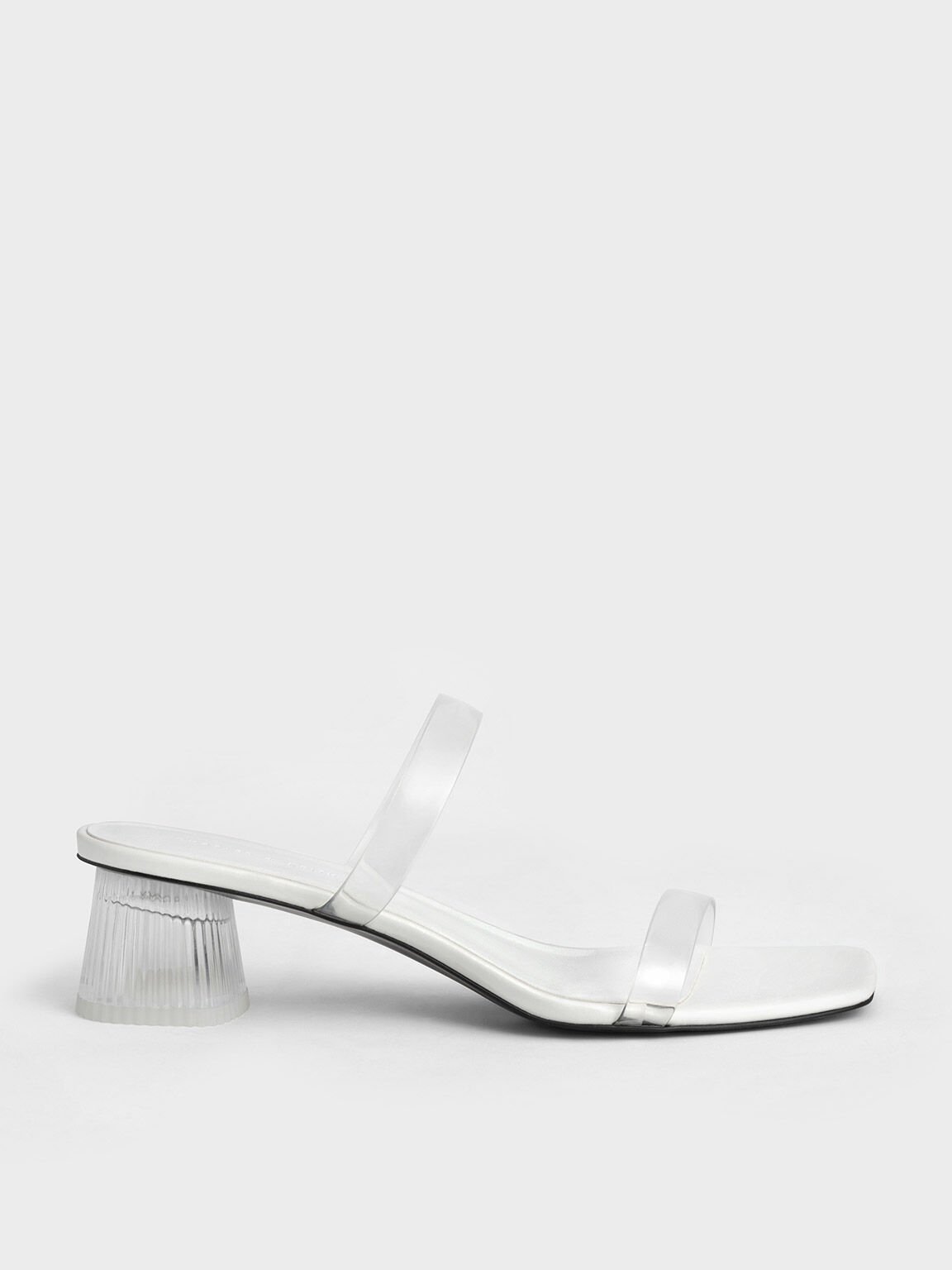 Double Strap See-Through Mules, White, hi-res