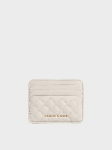 Cleo Quilted Card Holder, Ivory, hi-res