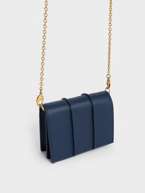 Arlys Chunky Chain Handle Mini Wallet, Navy, hi-res