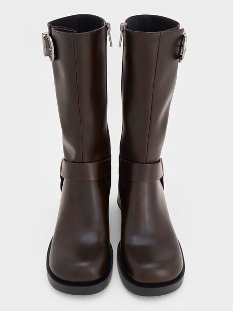 Botas moteras Kirke de media caña con hebilla, Marrón oscuro, hi-res