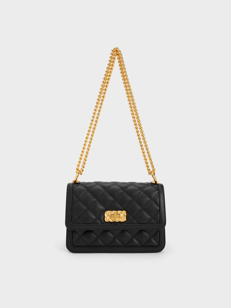 Black Quilted Pouch - CHARLES & KEITH International