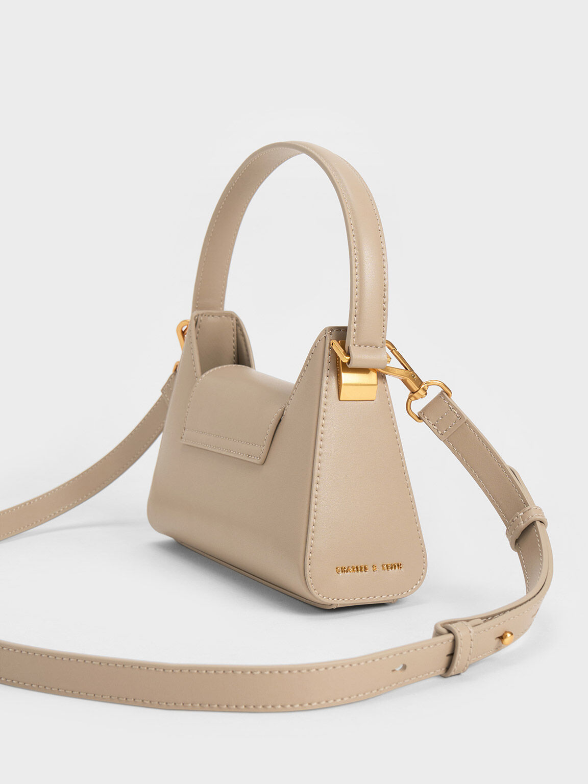 Sand Front Flap Trapeze Shoulder Bag - CHARLES & KEITH NZ