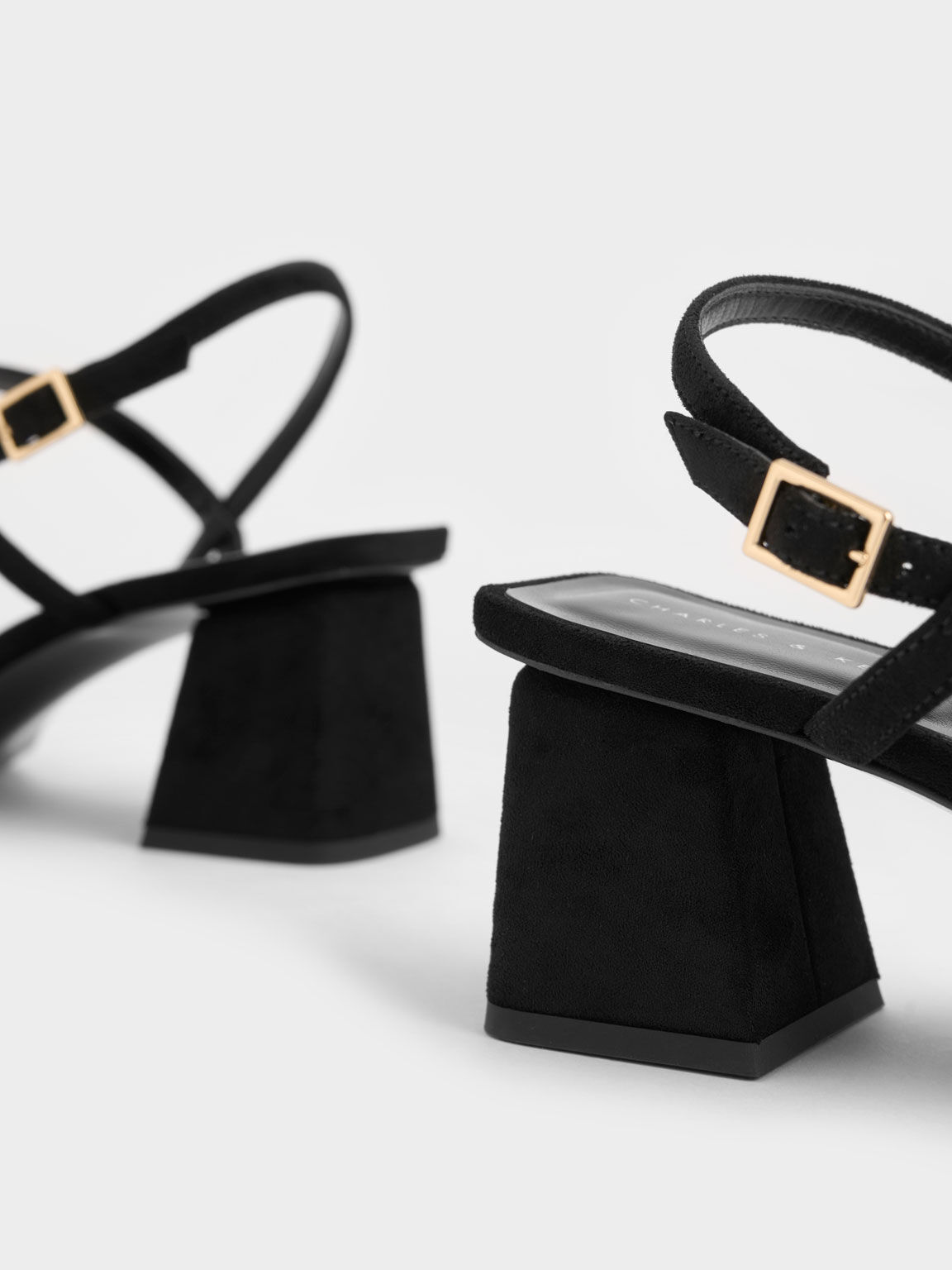 Textured Asymmetric Slingback Sandals, Black Textured, hi-res