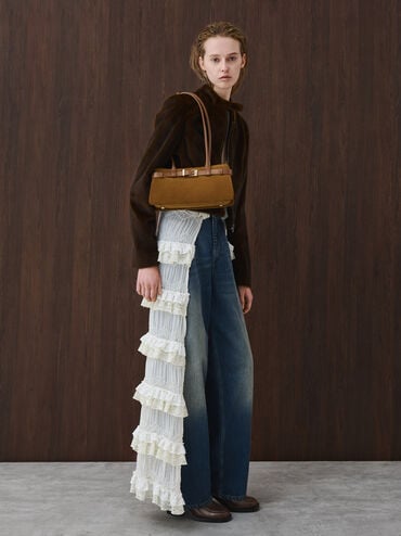 Jody 麂皮肩背包, 暖紅棕, hi-res