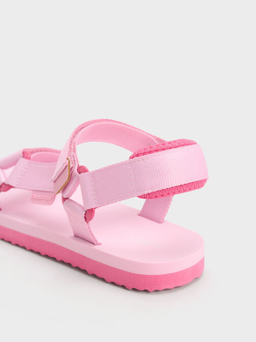 Girls' Grosgrain Sporty Sandals, Pink, hi-res