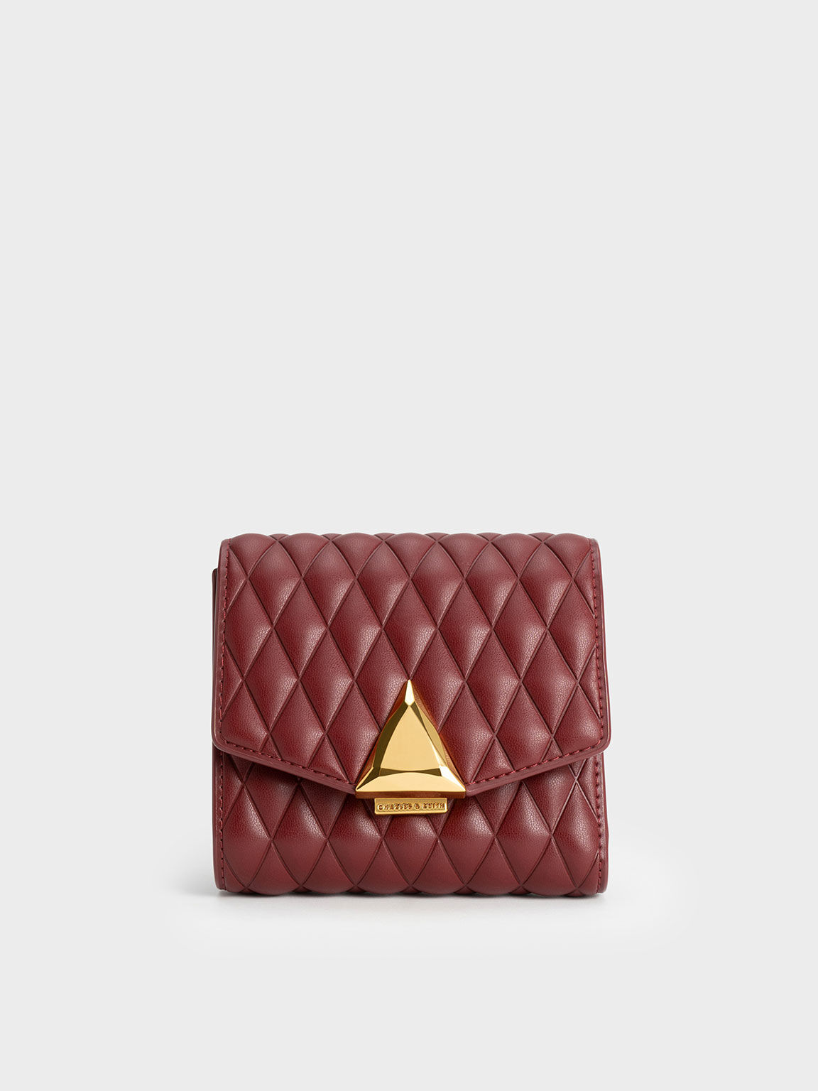 Quinlynn Metallic Accent Quilted Wallet, Burgundy, hi-res