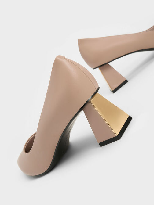 Trapeze Kitten Heel Pumps, Beige, hi-res