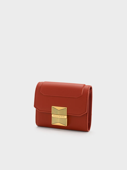 Kalinda Metallic Accent Wallet, Brick, hi-res