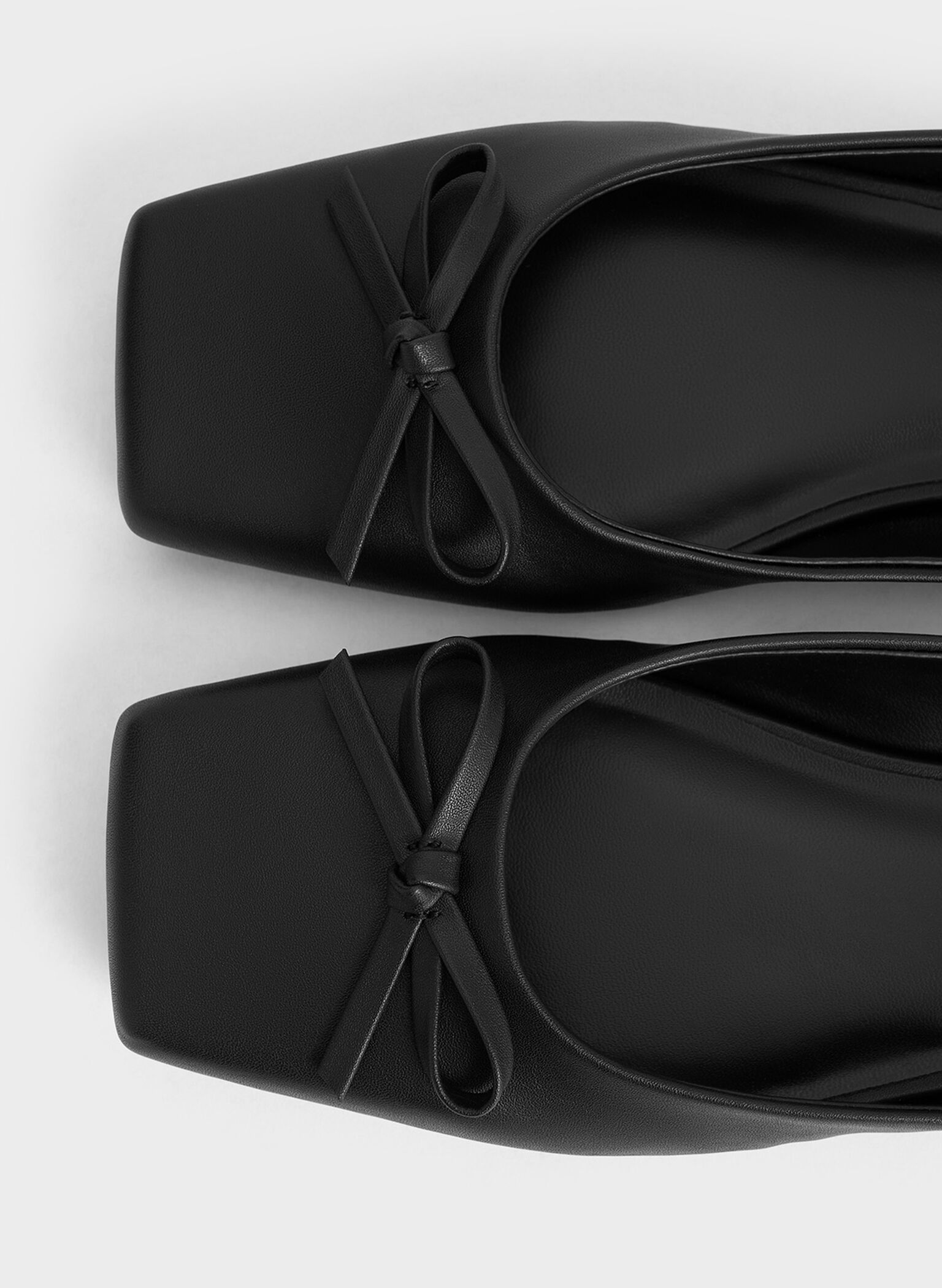 Bow Square-Toe Ballet Mules, Black, hi-res